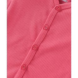 Babyhug Cotton Full Sleeves Front Open Thermal Vest And Leggings- Coral