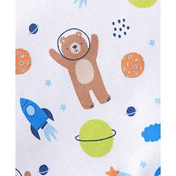 Babyhug Full Sleeves T-Shirt and Pants Set Bear Print - White & Blue