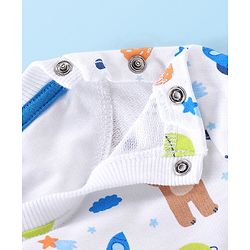 Babyhug Full Sleeves T-Shirt and Pants Set Bear Print - White & Blue