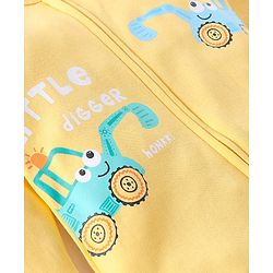 Babyhug Cotton Interlock Full Sleeves Footed Sleepsuit Crane Print - Yellow