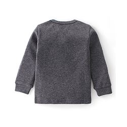 Babyhug Full Sleeves Solid Thermal Vest Sando & Pajama Set - Dark Grey