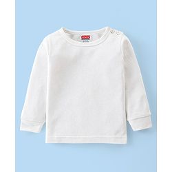 Babyhug Cotton Full Sleeves Solid Color Vest Pullover & Bottom Thermal Wear Combo Pack Of 3 - Off White
