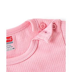 Babyhug Cotton Full Sleeves Thermal Wear Pullover Vest & Pant Set - Pink