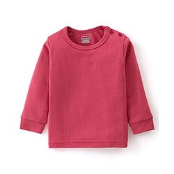 Babyhug Cotton Full Sleeves Pullover Vest & Pant Solid Color Thermal Wear  - Coral
