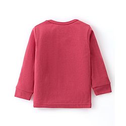 Babyhug Cotton Full Sleeves Pullover Vest & Pant Solid Color Thermal Wear  - Coral