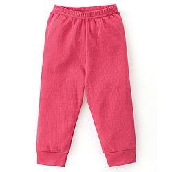 Babyhug Cotton Full Sleeves Pullover Vest & Pant Solid Color Thermal Wear  - Coral