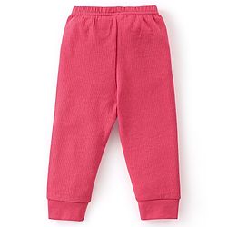 Babyhug Cotton Full Sleeves Pullover Vest & Pant Solid Color Thermal Wear  - Coral