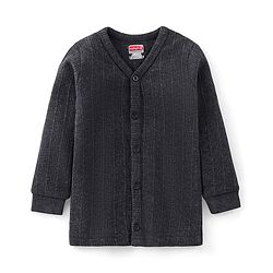 Babyhug Cotton Full Sleeves Front Open Thermal Vest And Leggings- Dark Grey
