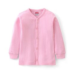 Babyhug Cotton Full Sleeves Front Open Thermal Vest And Leggings- Pink