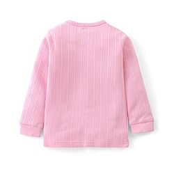 Babyhug Cotton Full Sleeves Front Open Thermal Vest And Leggings- Pink