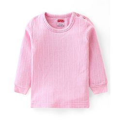Babyhug Cotton Full Sleeves Solid Color Vest Pullover & Bottom Thermal Wear Combo Pack Of 3 -Pink