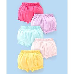 Babyhug 100% Cotton Knit Solid Bloomers Pack of 5 - Multicolour