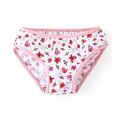 Babyhug 100% Cotton Knit Floral Printed Panties Pack of 3 - Pink & White