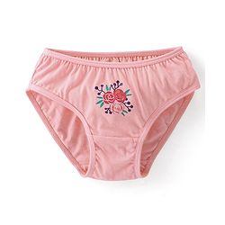 Babyhug 100% Cotton Knit Floral Printed Panties Pack of 3 - Pink & White