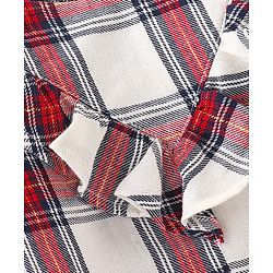 Babyhug 100% Cotton Woven Lurex Full Sleeves Checks with Frill Detailing Top - Offwhite & Red