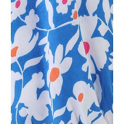 Babyhug Rayon Woven Full Sleeves Gathered Top With Floral Print - White & Blue