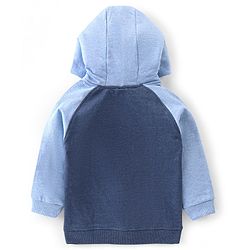 Babyhug Cotton Knit Full Sleeves Sweat Jacket With Bear Print - Grey & Blue