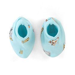 Babyhug 100% Cotton Interlock Castle Print Cap Mittens And Booties  Blue - Diameter 11cm