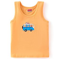 Babyhug 100 % Cotton Sleeveless Striped Camping Printed Sando Pack of 3  - Blue & Yellow