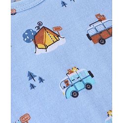 Babyhug 100 % Cotton Sleeveless Striped Camping Printed Sando Pack of 3  - Blue & Yellow