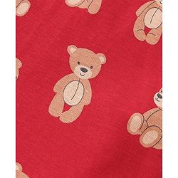Babyhug 100% Cotton Single Jersey Knit Sando Stripes & Teddy Print Pack of 3 - Brown Navy Blue & Red