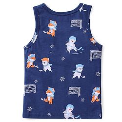Babyhug 100% Cotton Knit Sando Penguin Print Pack of 3 - Multicolour