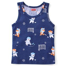 Babyhug 100% Cotton Knit Sando Penguin Print Pack of 3 - Multicolour