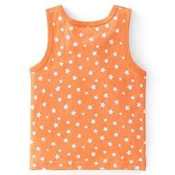 Babyhug 100% Cotton Single Jersey Knit Sleeveless Vests Stripes & Star Print Pack of 3 - Blue & Orange