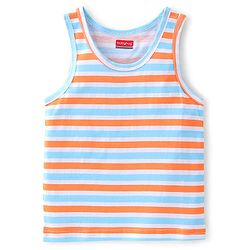 Babyhug 100% Cotton Single Jersey Knit Sleeveless Vests Stripes & Star Print Pack of 3 - Blue & Orange