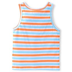 Babyhug 100% Cotton Single Jersey Knit Sleeveless Vests Stripes & Star Print Pack of 3 - Blue & Orange