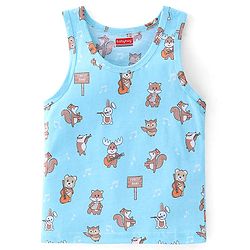 Babyhug 100% Cotton Single Jersey Knit Sleeveless Vests Stripes & Star Print Pack of 3 - Blue & Orange