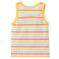 Babyhug 100% Cotton Sleeveless Sando Vests Stripes & Bear Print Pack of 3- Blue & Yellow