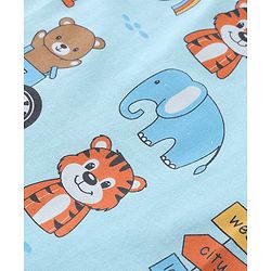 Babyhug 100% Cotton Sleeveless Sando Vests Stripes & Bear Print Pack of 3- Blue & Yellow
