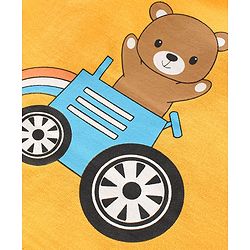 Babyhug 100% Cotton Sleeveless Sando Vests Stripes & Bear Print Pack of 3- Blue & Yellow