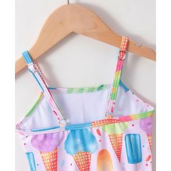 Babyhug Sleeveless Frock Swimsuit Ice Cream Print - Pink