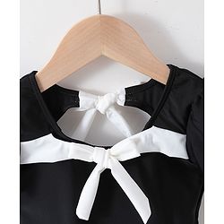 Babyhug Half Sleeves Frock Swimsuit - Black