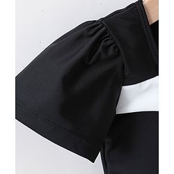 Babyhug Half Sleeves Frock Swimsuit - Black