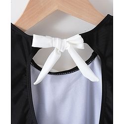 Babyhug Half Sleeves Frock Swimsuit - Black