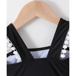 Babyhug Sleeveless Frock Swimsuit Bow Appliques -Black
