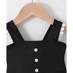 Babyhug Sleeveless Frock Swimsuit Bow Appliques -Black