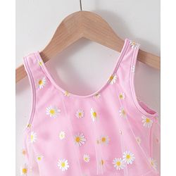 Babyhug Sleeveless Frock Swimsuit with Shorts Floral Print - Pink