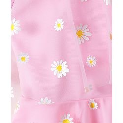 Babyhug Sleeveless Frock Swimsuit with Shorts Floral Print - Pink