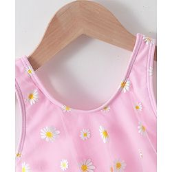 Babyhug Sleeveless Frock Swimsuit with Shorts Floral Print - Pink