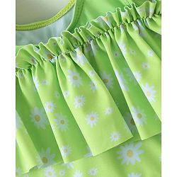Babyhug Sleeveless Frock Swimsuit with Shorts Floral Print - Green