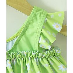 Babyhug Sleeveless Frock Swimsuit with Shorts Floral Print - Green