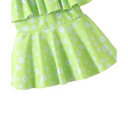 Babyhug Sleeveless Frock Swimsuit with Shorts Floral Print - Green
