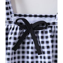 Babyhug Sleeveless Two Piece Checked Swimsuit with Cap - Black