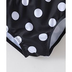 Babyhug Sleeveless Two Piece Checked Swimsuit with Cap - Black