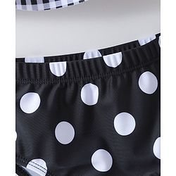 Babyhug Sleeveless Two Piece Checked Swimsuit with Cap - Black