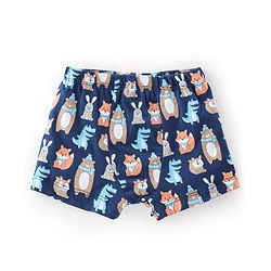 Babyhug 100% Cotton Trunk Jungle Animals Printed Pack of 3 - Blue